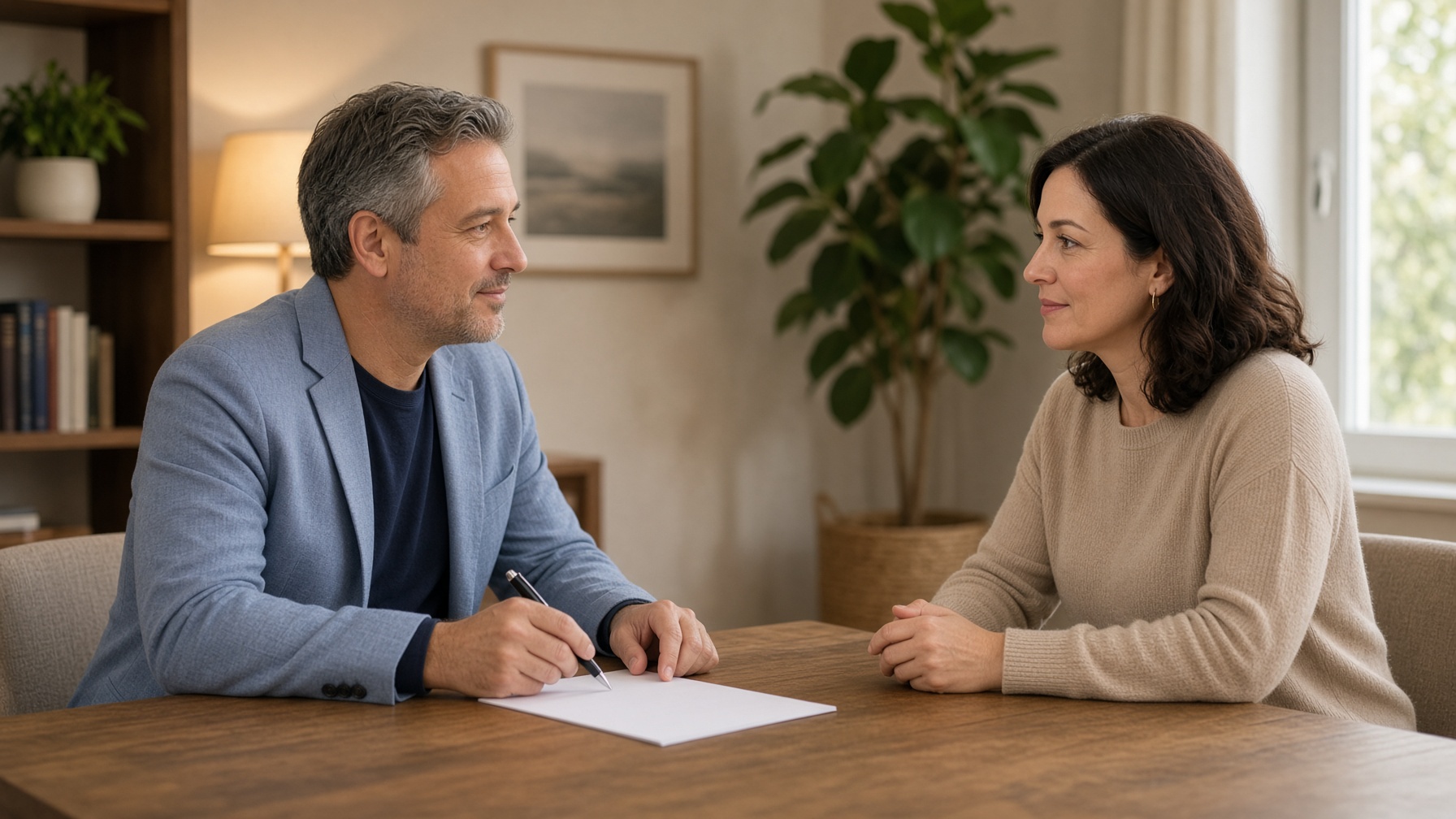A psychiatric nurse practitioner meeting with an adult for medication management