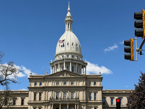 The Michigan State Capitol dome in Lansing on the day of the UFAM Rally